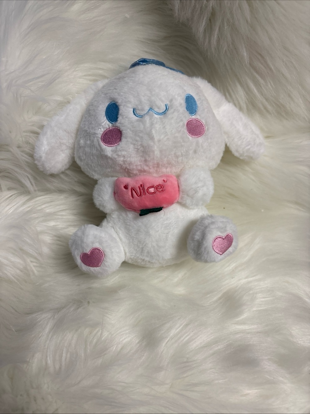 White‎ Plush Bunny with Pink Heart Pillow